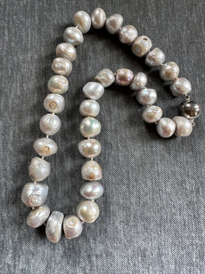 Large Vintage Grey Pearl Necklace