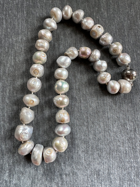 Large Vintage Grey Pearl Necklace