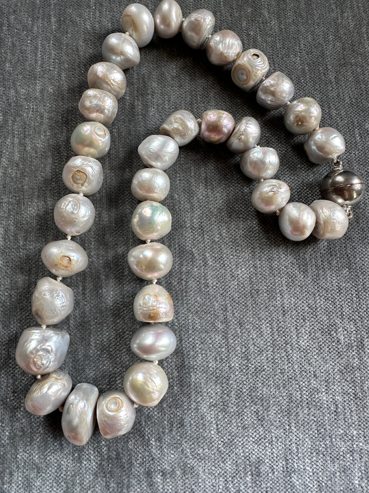 Large Vintage Grey Pearl Necklace