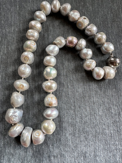 Large Vintage Grey Pearl Necklace