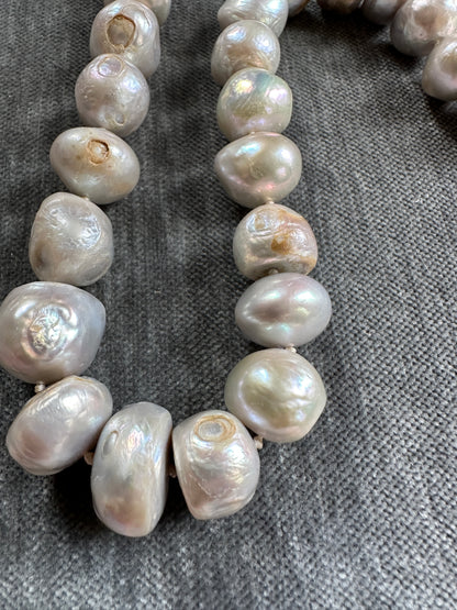 Large Vintage Grey Pearl Necklace