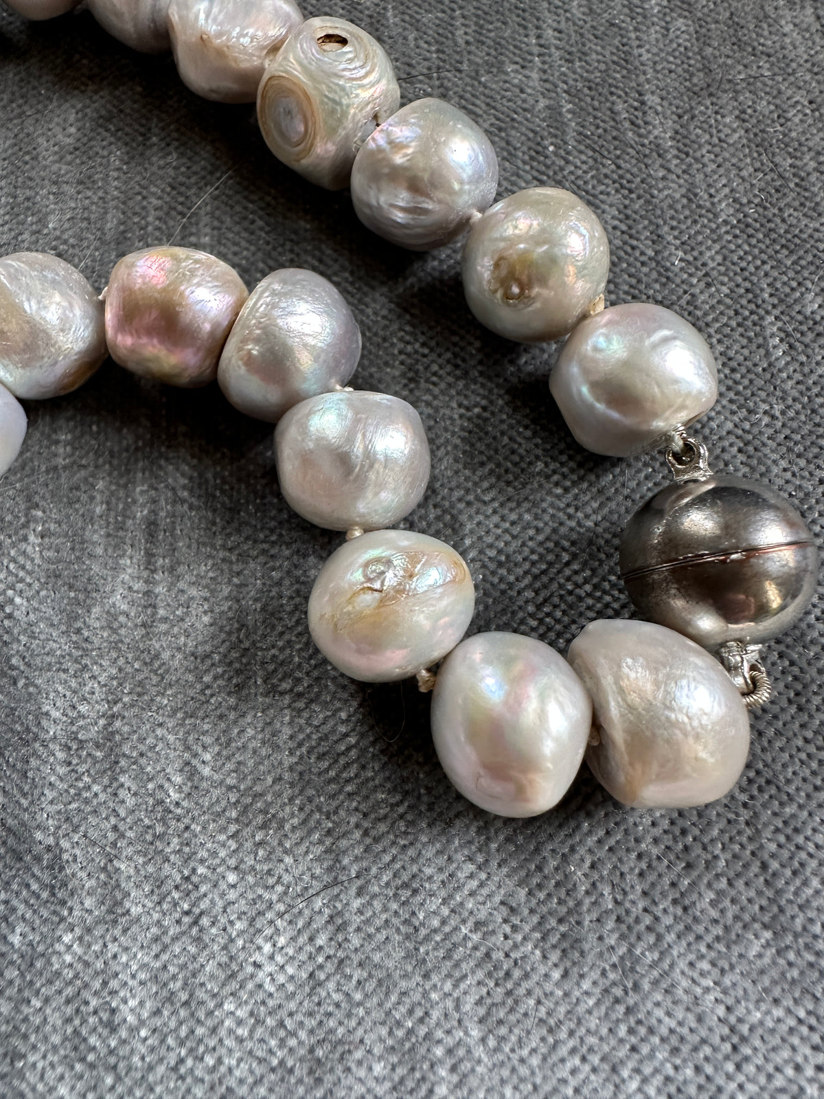 Large Vintage Grey Pearl Necklace