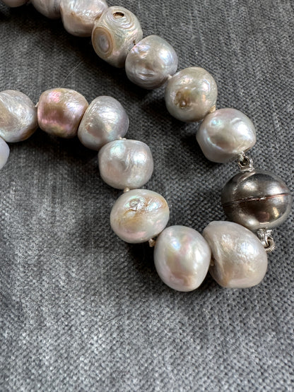 Large Vintage Grey Pearl Necklace