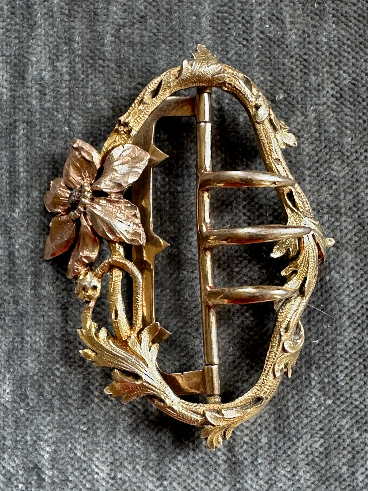 Art Nouveau Rose Gold Tone Sterling Buckle