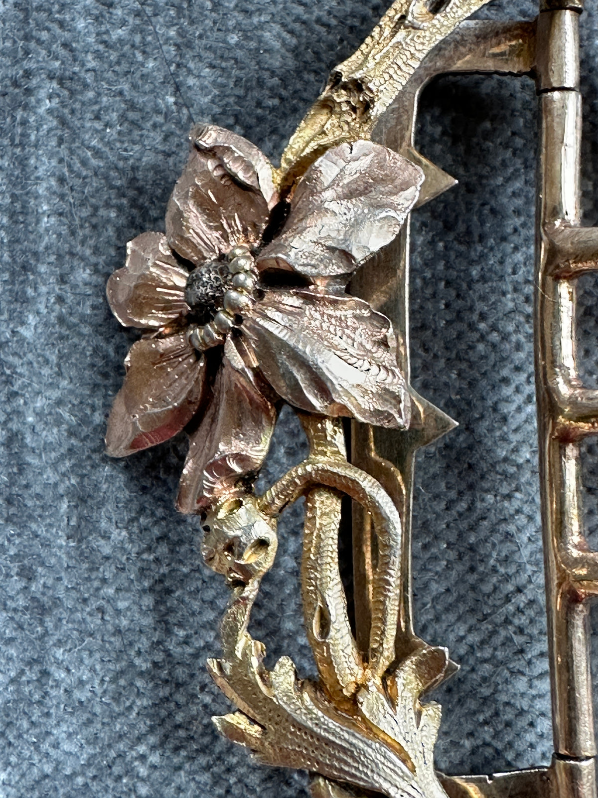 Art Nouveau Rose Gold Tone Sterling Buckle