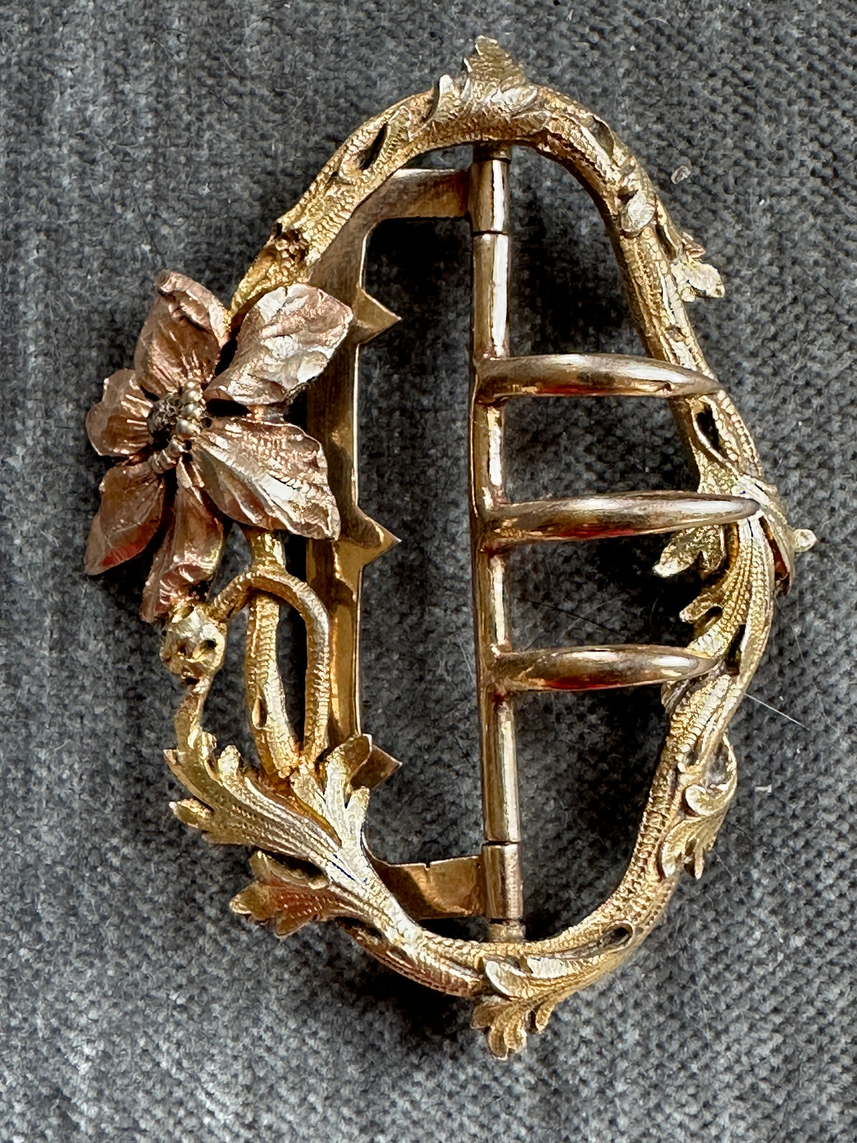 Art Nouveau Rose Gold Tone Sterling Buckle