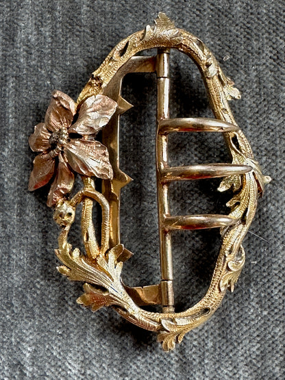 Art Nouveau Rose Gold Tone Sterling Buckle