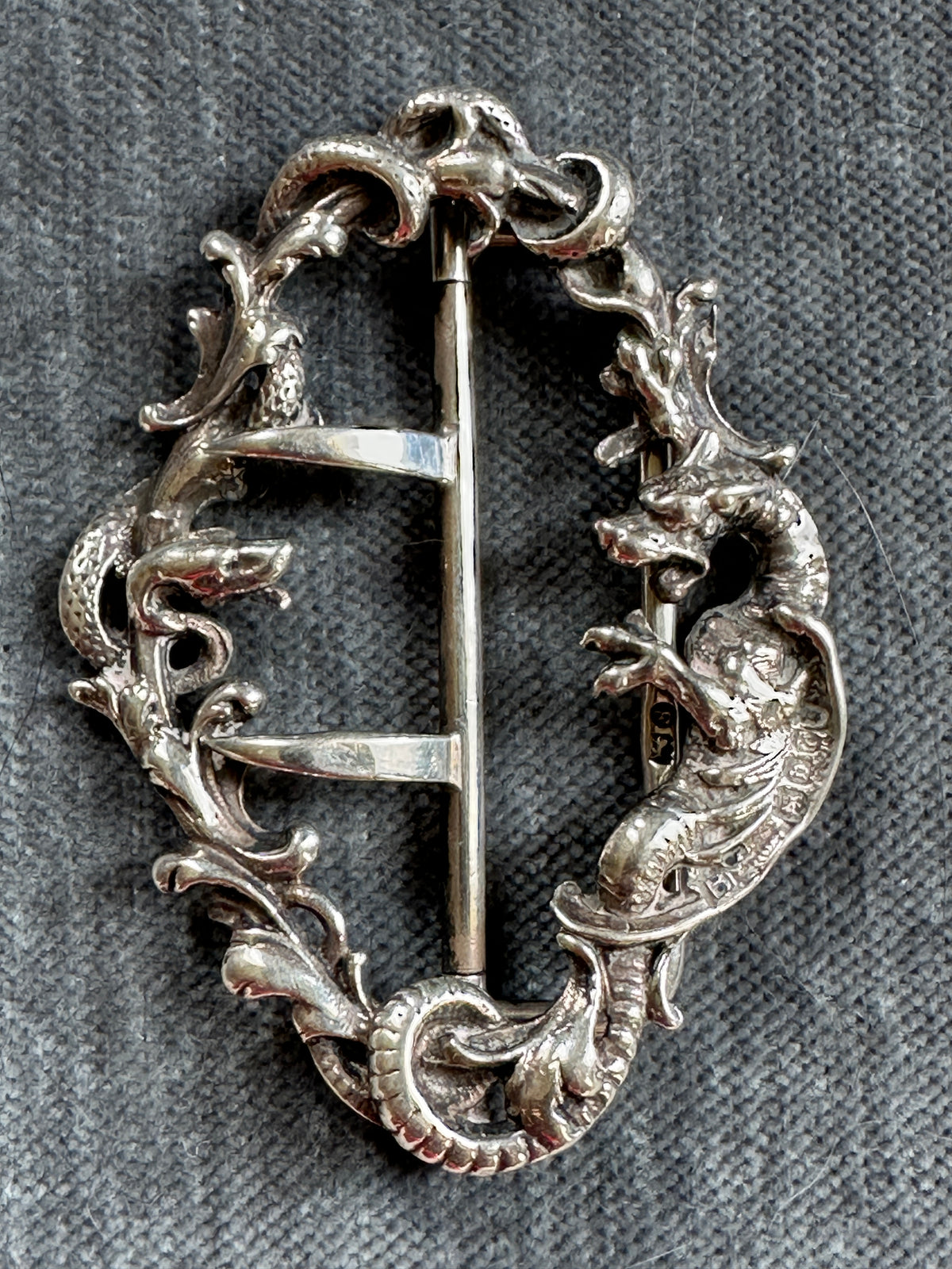 Art Nouveau Sterling Silver Dragon Buckle
