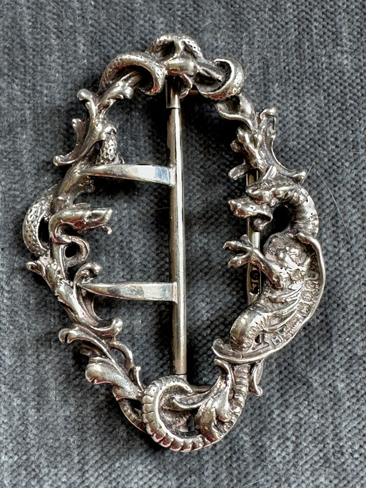 Art Nouveau Sterling Silver Dragon Buckle
