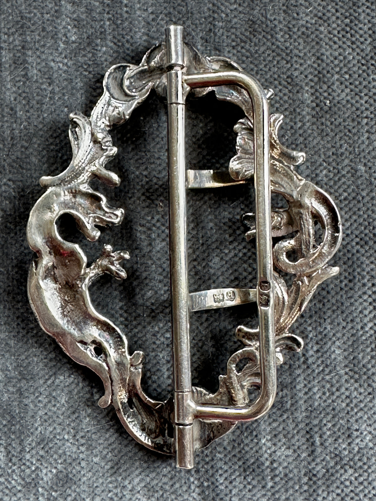 Art Nouveau Sterling Silver Dragon Buckle