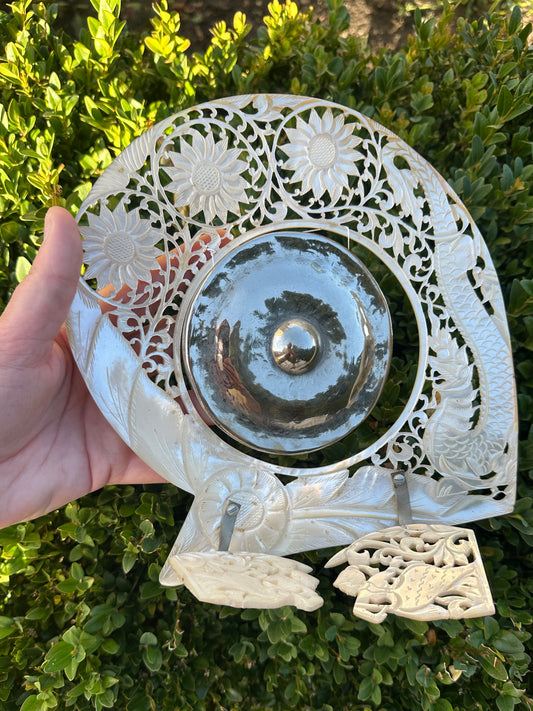 Vintage Burmese Carved Shell Dinner Gong