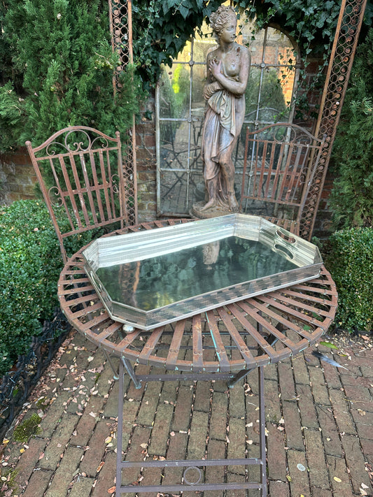 Large Edwardian Silver Plated Rectangular Galleried Tray