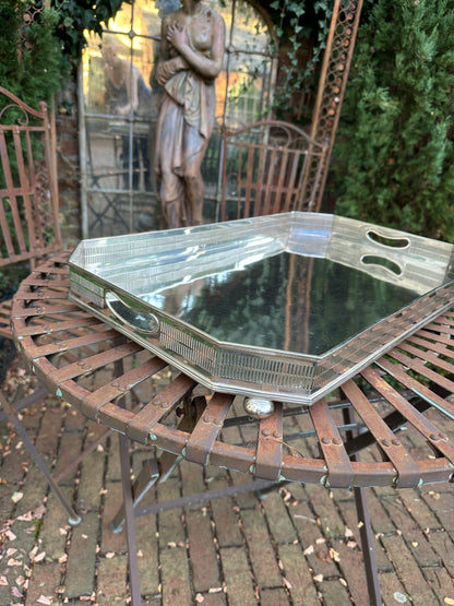 Large Edwardian Silver Plated Rectangular Galleried Tray