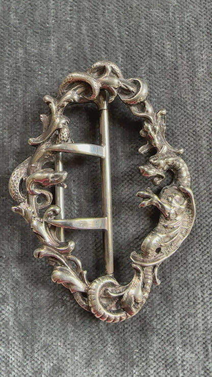 Art Nouveau Sterling Silver Dragon Buckle
