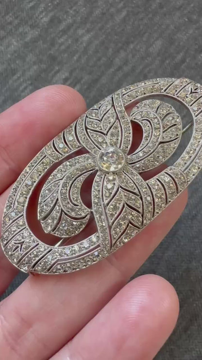 Exquisite French Sterling Silver and Paste Brooch