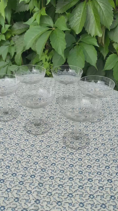 Set of Six Victorian Glass Champagne Coupe