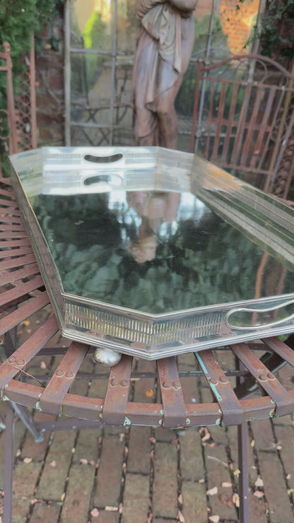 Large Edwardian Silver Plated Rectangular Galleried Tray