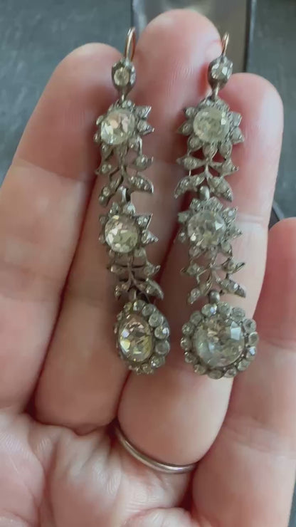 Superb Georgian Sterling Paste Drop Earrings