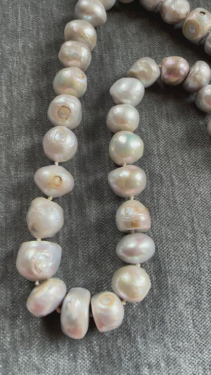 Large Vintage Grey Pearl Necklace