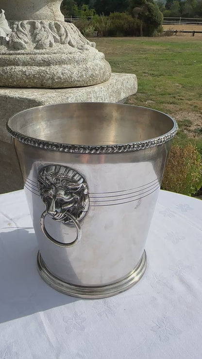 Victorian silver plated Lions Head Champagne Bucket