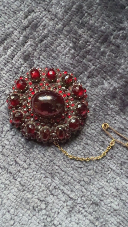 Victorian Bohemian Garnet Cabuchon Brooch