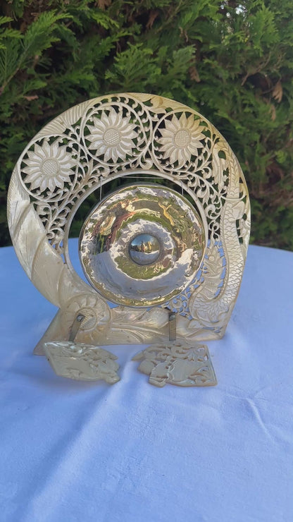 Vintage Burmese Carved Shell Dinner Gong