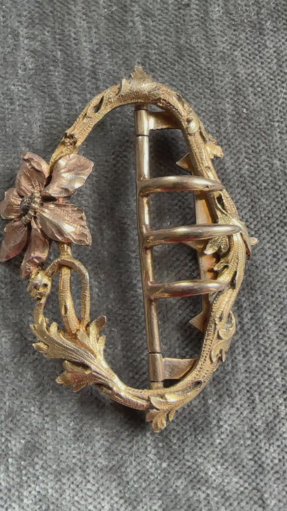 Art Nouveau Rose Gold Tone Sterling Buckle